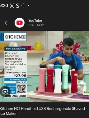 Kitchen HQ Handheld USB Rechargeable Shaved Ice Maker